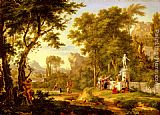 A classical landscape with the Worship of Bacchus by Jan Van Huysum